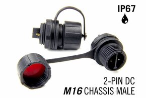 M16 zweipoliger IP67 wasserdichter Chassis-Stecker männlich