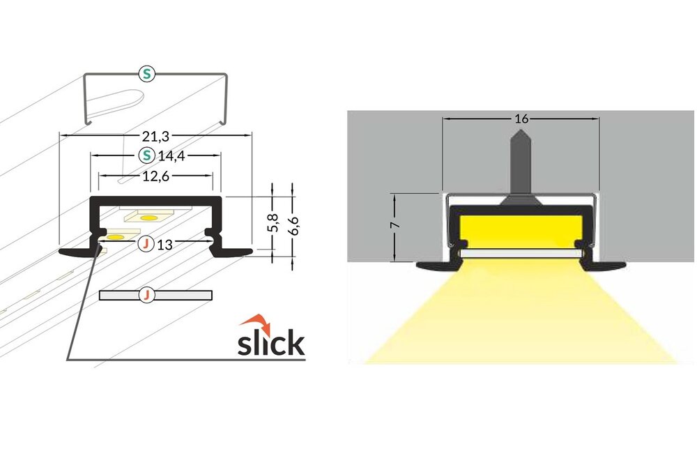 LUMO RS 12mm Led-Einbauprofil 1m-2m