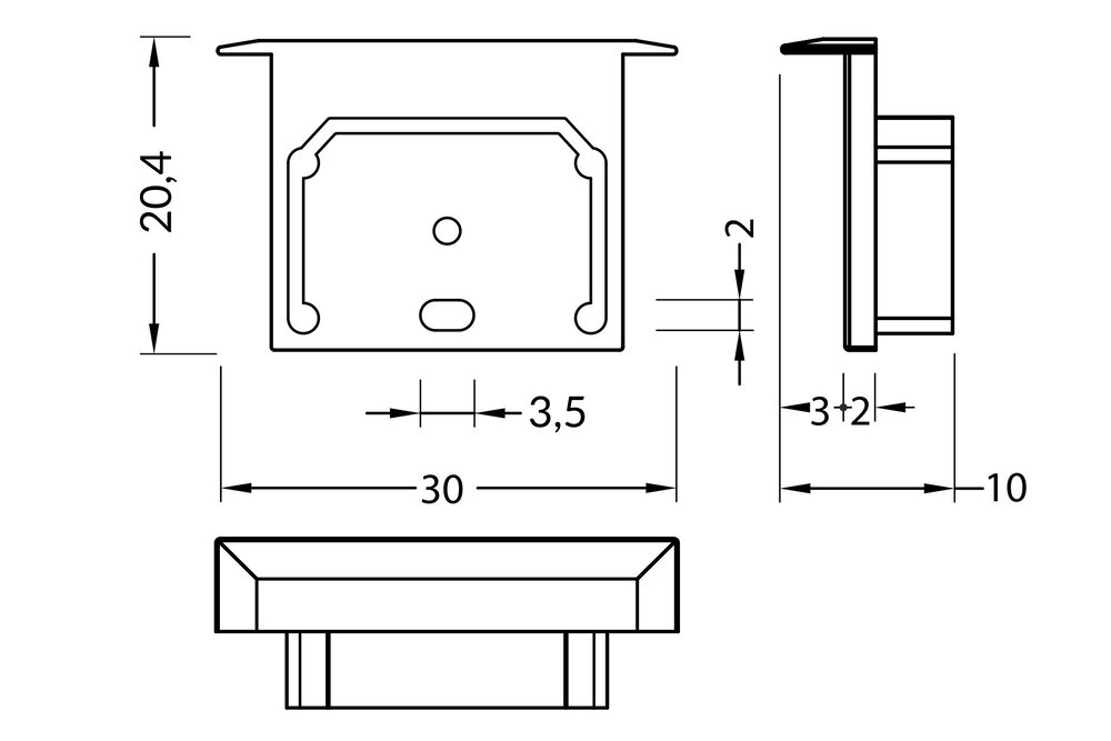 Endkappen für LED-Profil NOVA20 RS, Zweier-Set