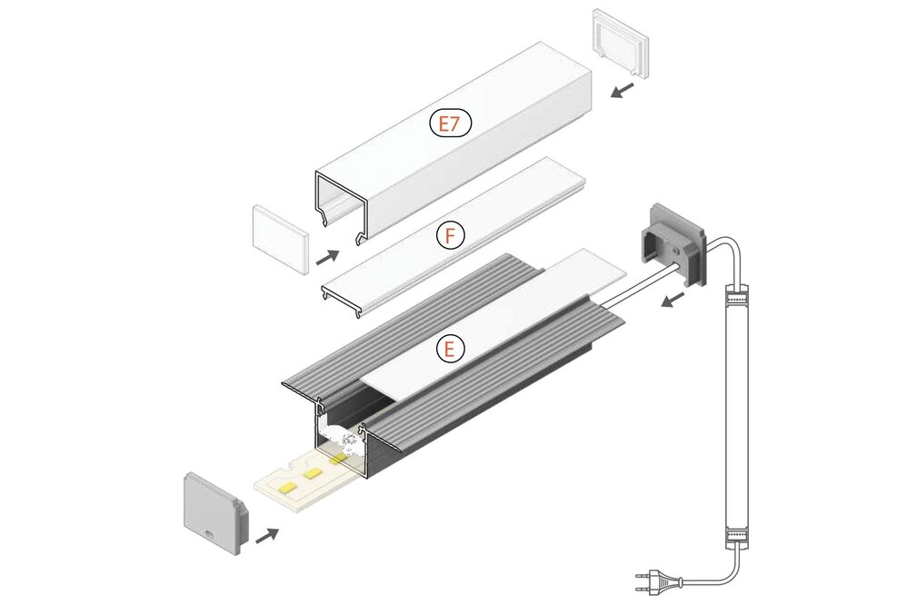 NOVA TS 20mm versenktes Led Profil für Stuck und Putz