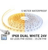 Applamp Wasserdichter Dual White CCT LED-Streifen (IP68) mit 60 LEDs/pm 24V, 5 Meter