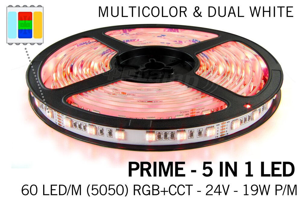 MiLight PRIME RGBCCT LED-Streifen | 60 oder 96 LED/m | 5in1 | 12 oder 24V | 2,5 oder 5m