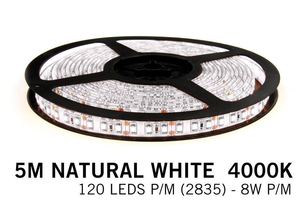 Applamp Neutraler weißer LED-Streifen 120 Leds p.m. - 5M - Typ 2835- 12V - 8 W p.m.