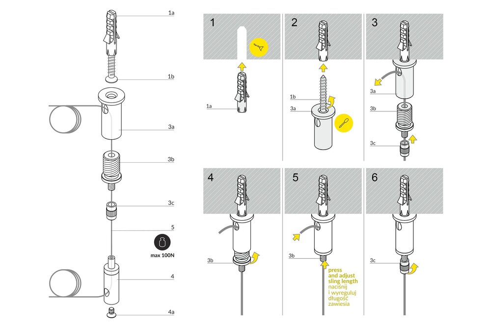 Stahlseil-Aufhängesystem