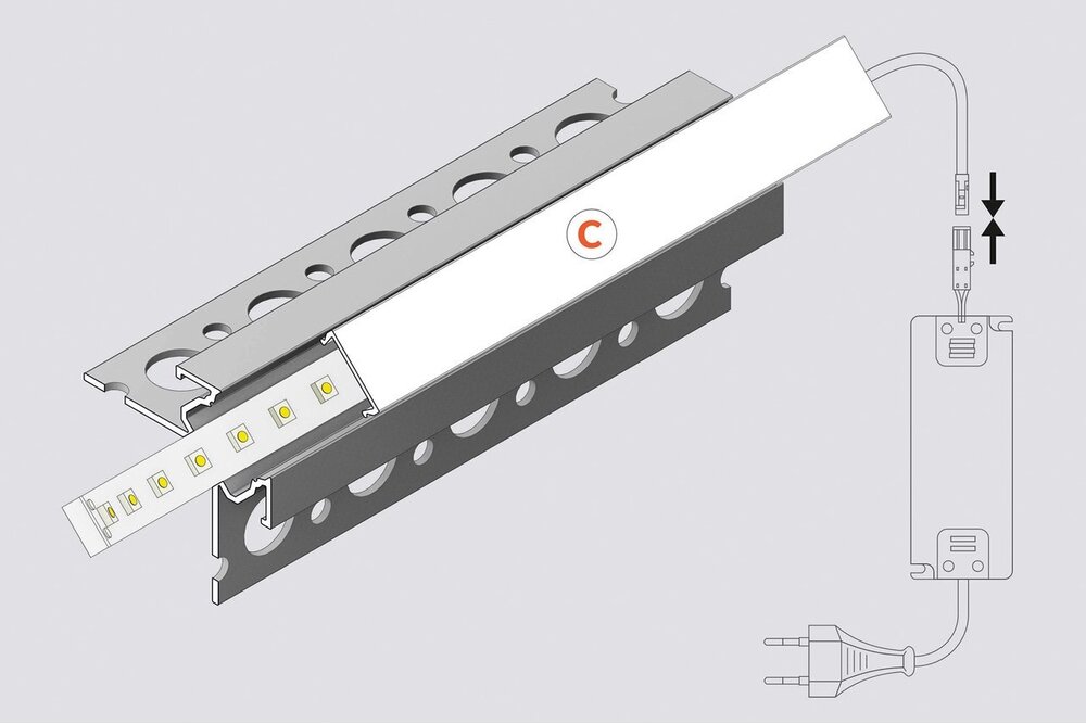 EDGE TS270 12mm versenktes Led-Profil für Fliesen und Stuck