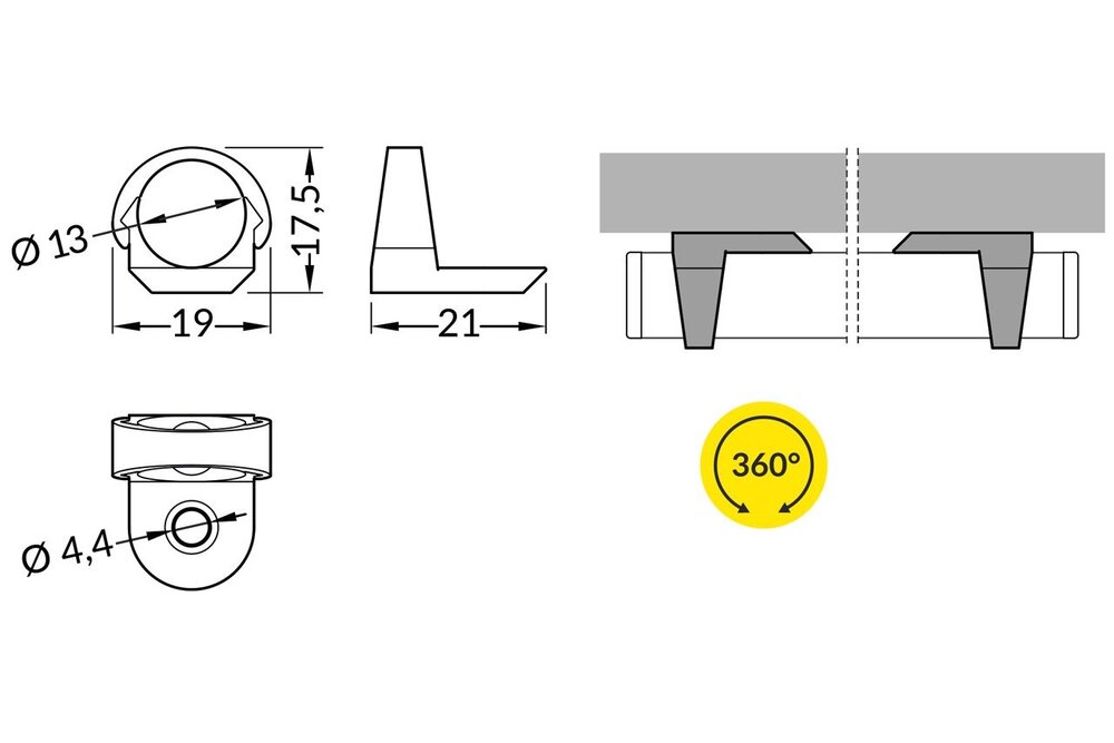 Halter ROTO8 Flachmontage