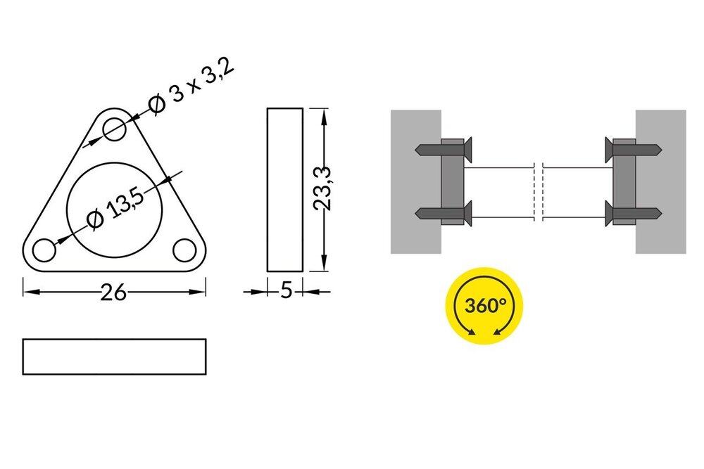 Halterungen ROTO8 Stahl verzinkt Dreieck