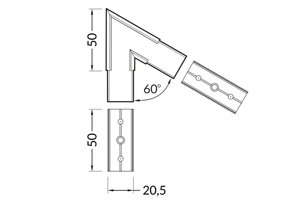Eckverbinder 60° für NOVA20 LED-Profil