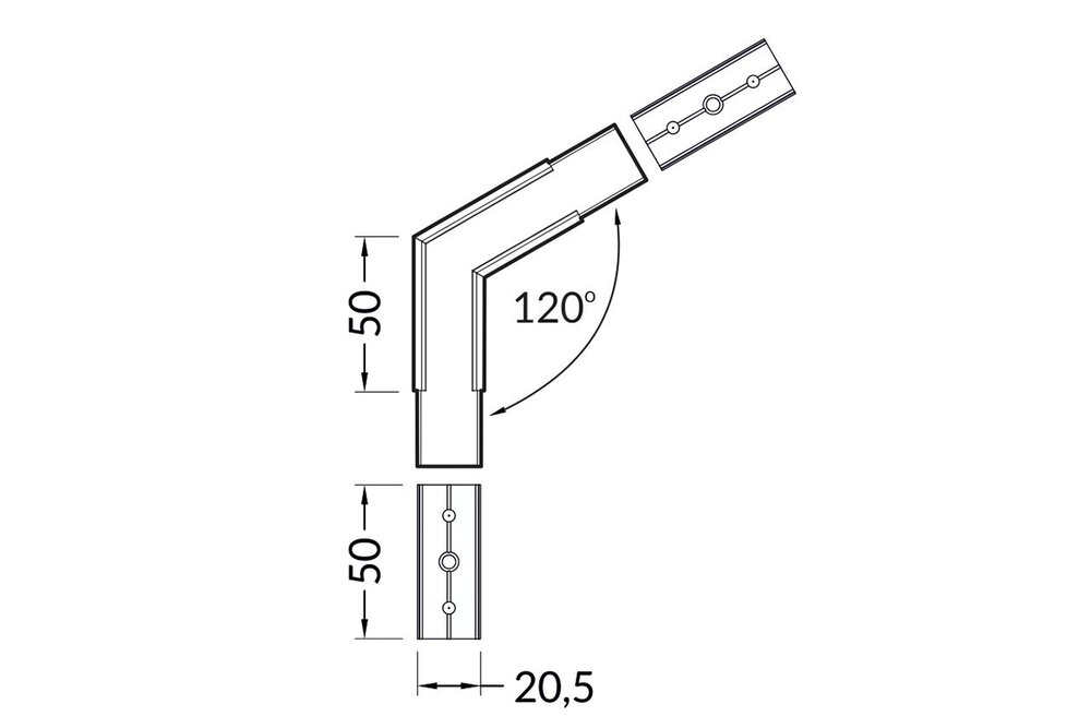 Eckverbinder 120° für NOVA20 LED-Profil