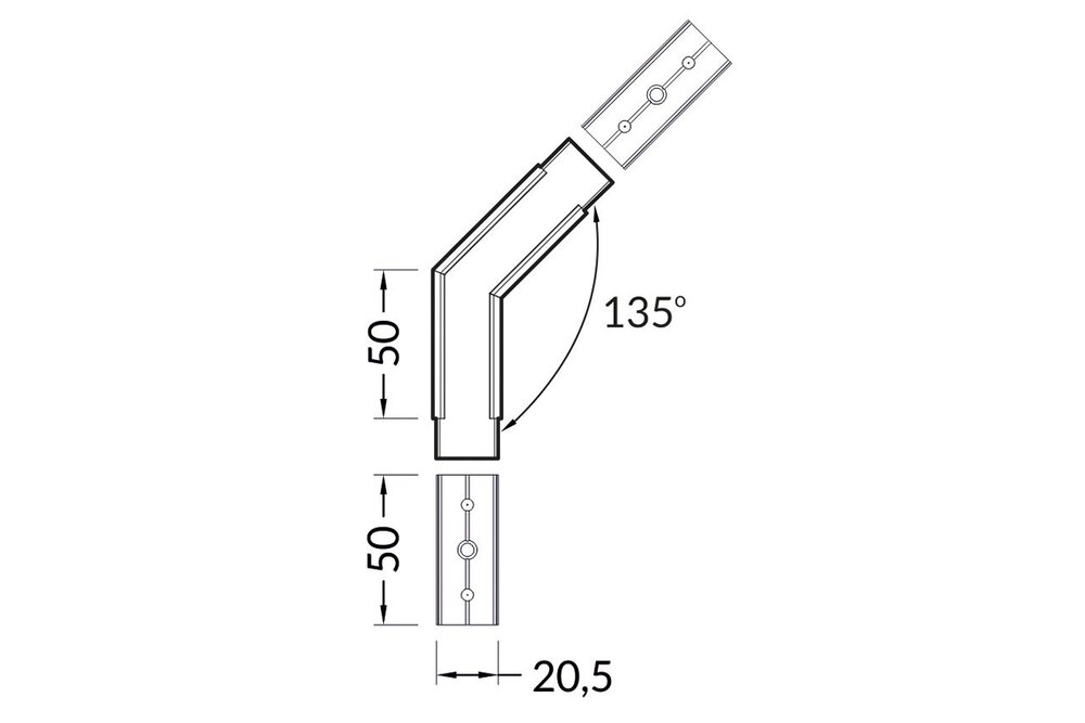 Eckverbinder 135° für NOVA20 LED-Profil