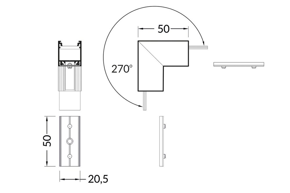 Eckverbinder 90°-Außenecke für NOVA20 LED-Profil