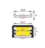 Abdeckung C2 Clickon in 1m oder 2m Länge für die Profile CONTOUR, NOVA10 und NOVA10 RS