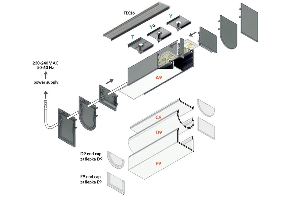 EVO302 31mm-Aufbau-LED-Profil 1m-2m