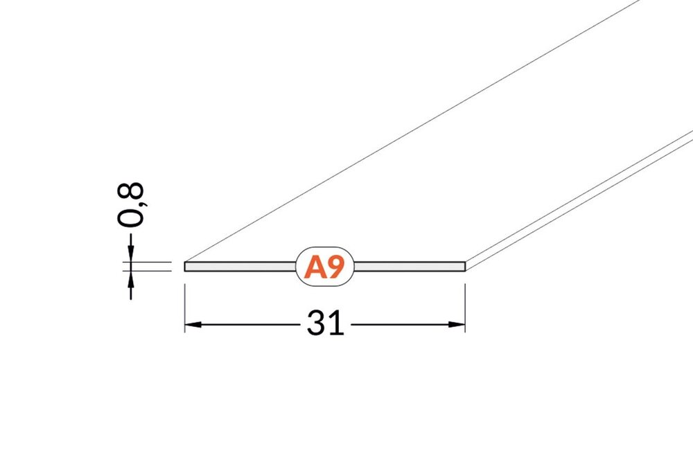 Abdeckung A9 Slide in 1m oder 2m Länge