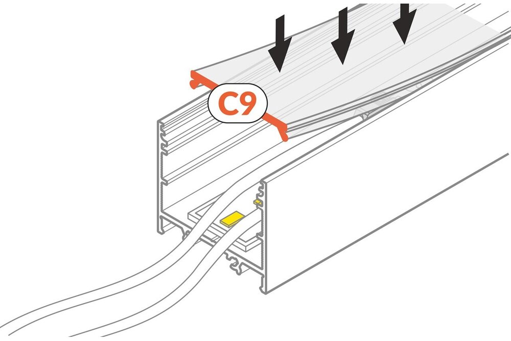 Abdeckung C9 Clickon in 1m oder 2m Länge