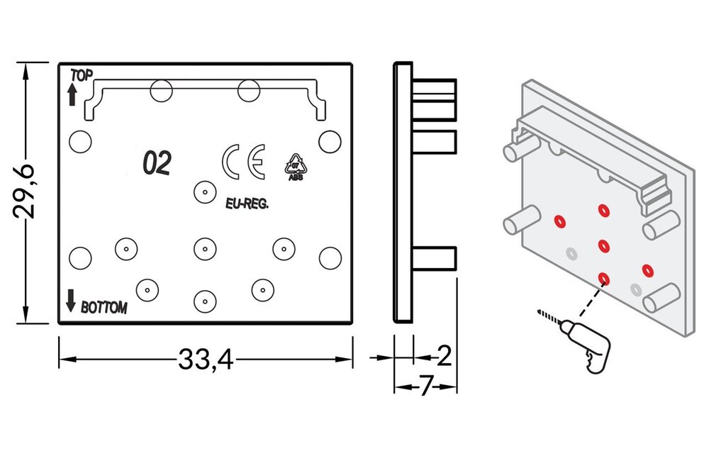 Endkappen für das LED-Profil EVO302. Satz von zwei