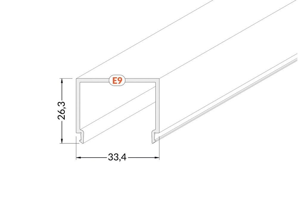 Abdeckung E9 milchig-weiße Kappe in 1m oder 2m Länge