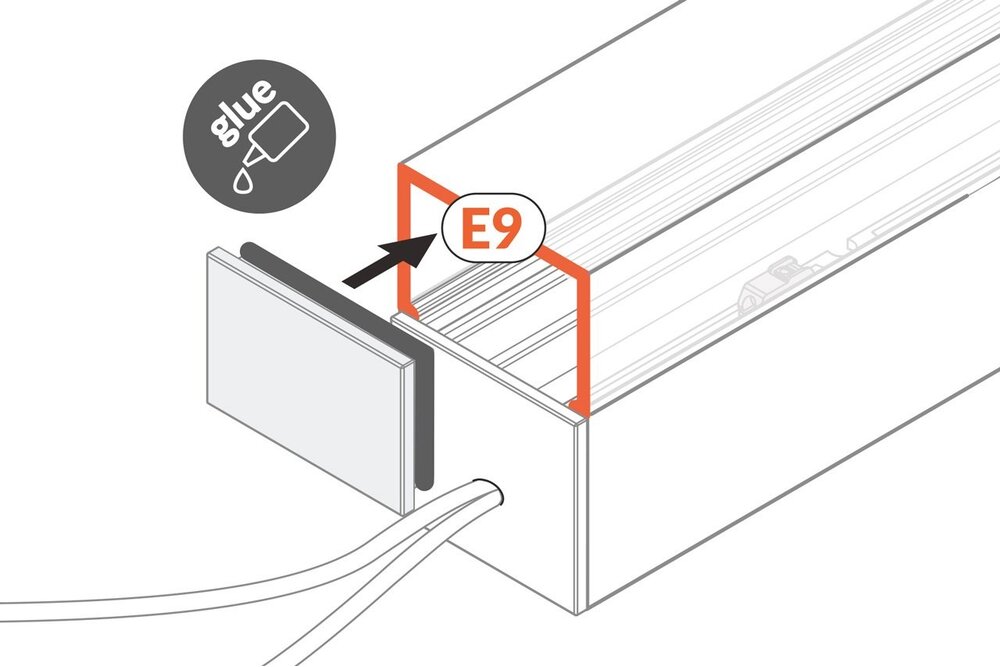Abdeckung E9 milchig-weiße Kappe in 1m oder 2m Länge