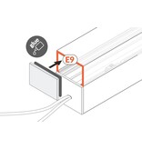Abdeckung E9 milchig-weiße Kappe in 1m oder 2m Länge