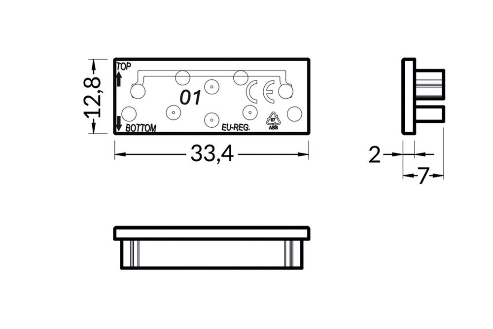 Endkappen für das LED-Profil EVO301. Satz von zwei