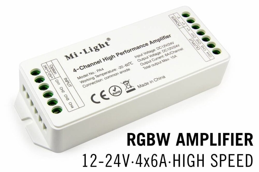 MiLight RGBW MiLight LED-Streifenverstärker 4 x 6Amp High Speed
