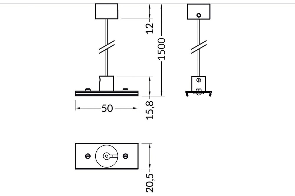 Stahlseil-Aufhängesystem mit Stromeinführung