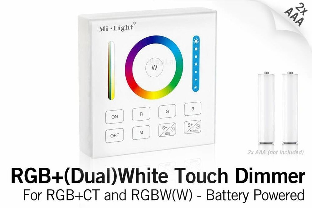 MiLight MiLight RGB+ DualWhite (RGB+CT) Touch-Wandsteuerung Aufputz, 1-Zone, RF, 2xAAA