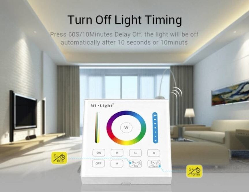 MiLight MiLight RGB+ DualWhite (RGB+CT) Touch-Wandsteuerung Aufputz, 1-Zone, RF, 2xAAA