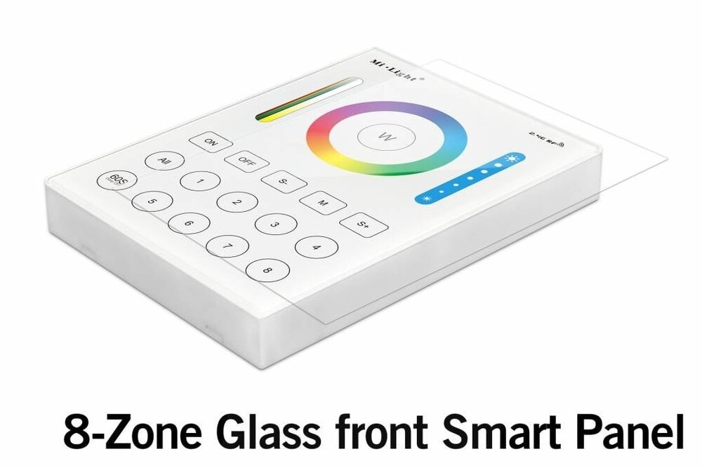 MiLight MiLight RGB+ DualWhite (RGB+CT) Touch-Wandsteuerung Aufputz, 8-Zonen, RF, 2xAAA