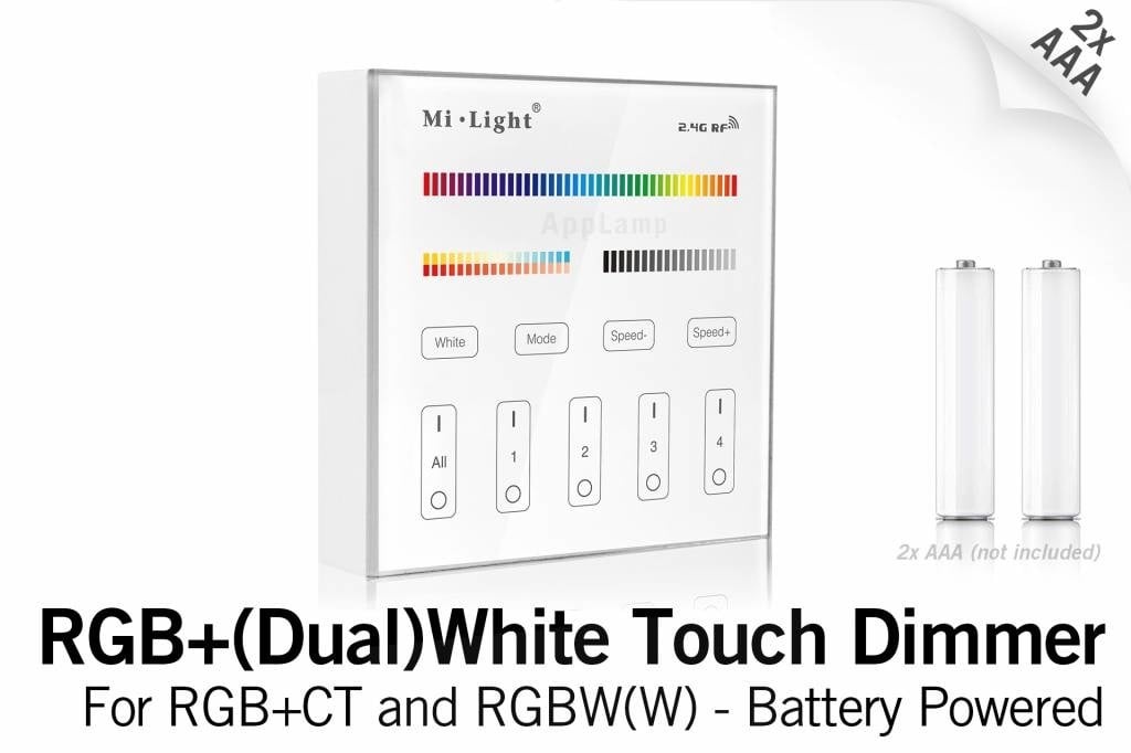 MiLight MiLight RGB+ DualWhite (RGB+CT) Touch Wall Controller Aufputz, 4-Zonen, RF, 2xAAA