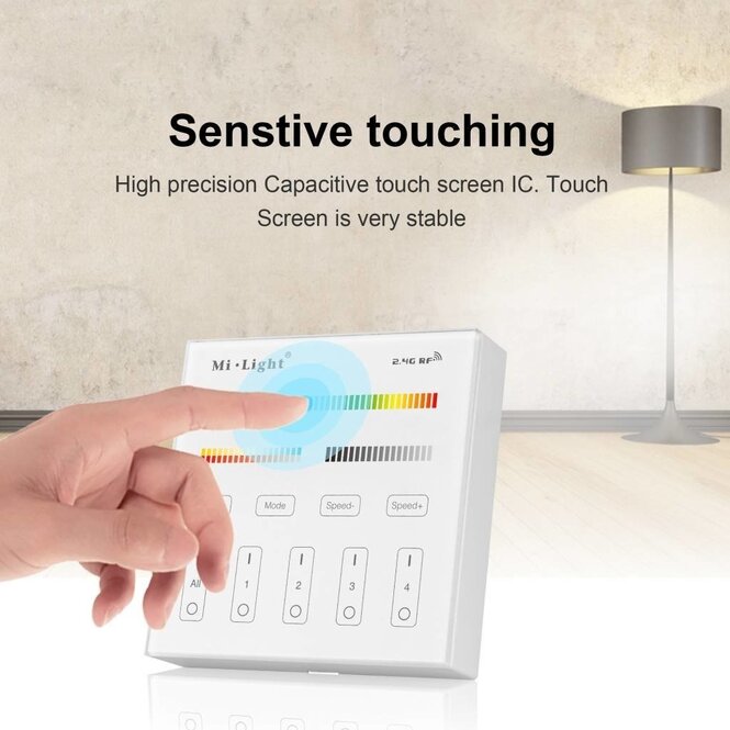 MiLight MiLight RGB+ DualWhite (RGB+CT) Touch Wall Controller Aufputz, 4-Zonen, RF, 2xAAA