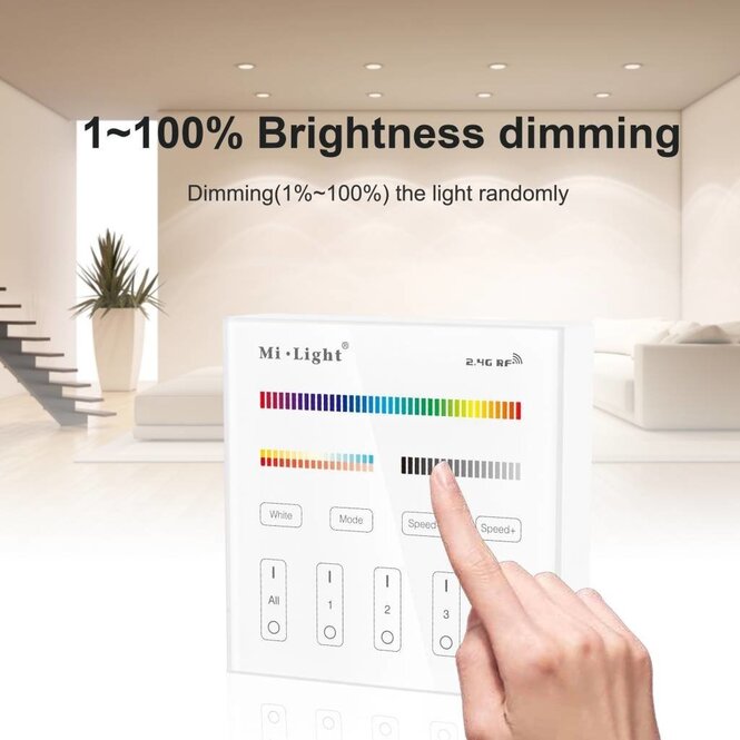 MiLight MiLight RGB+ DualWhite (RGB+CT) Touch Wall Controller Aufputz, 4-Zonen, RF, 2xAAA