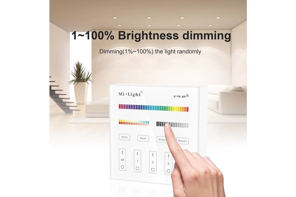 MiLight MiLight RGB+ DualWhite (RGB+CT) Touch Wall Controller Aufputz, 4-Zonen, RF, 2xAAA