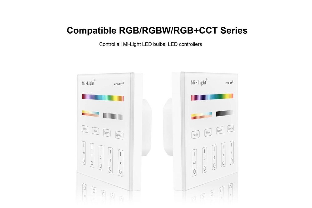 MiLight MiLight RGB+ DualWhite (RGB+CT) Touch-Wandeinbau-Controller, 4-Zonen, RF, 220V
