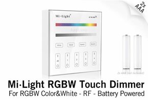 MiLight MiLight RGB / RGBW Touch Wall Controller Aufputz, 4-Zonen, RF, 2xAAA Batterie