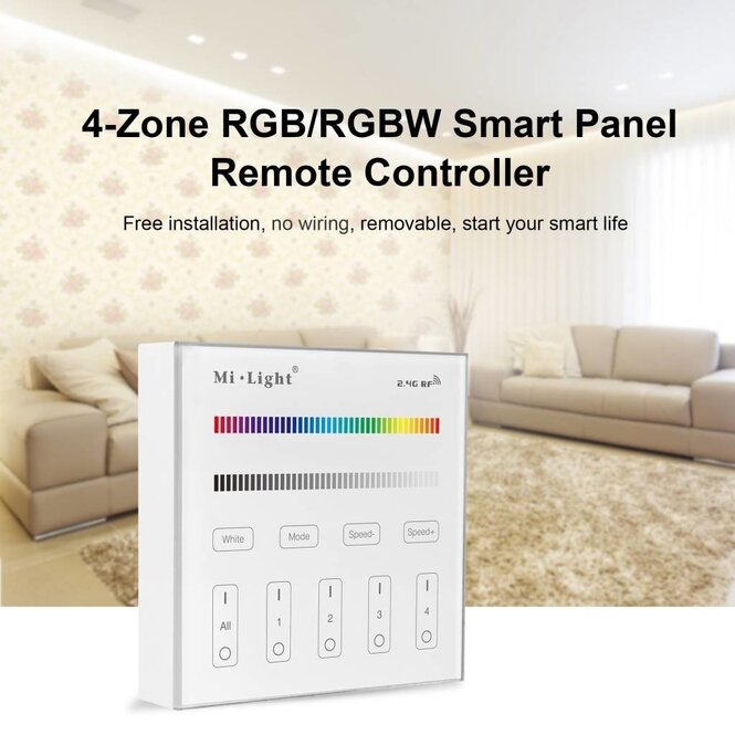 MiLight MiLight RGB / RGBW Touch Wall Controller Aufputz, 4-Zonen, RF, 2xAAA Batterie