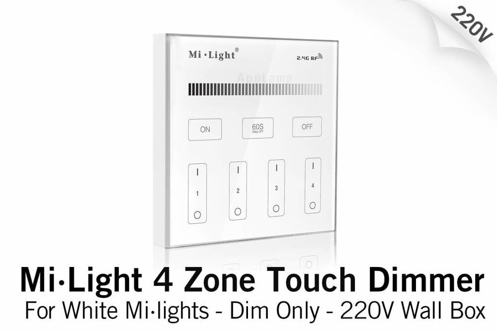 MiLight Mi-Light Einbau-RF-Touch-Dimmer-Panel 4-Kanal, weiße Beleuchtung 220V
