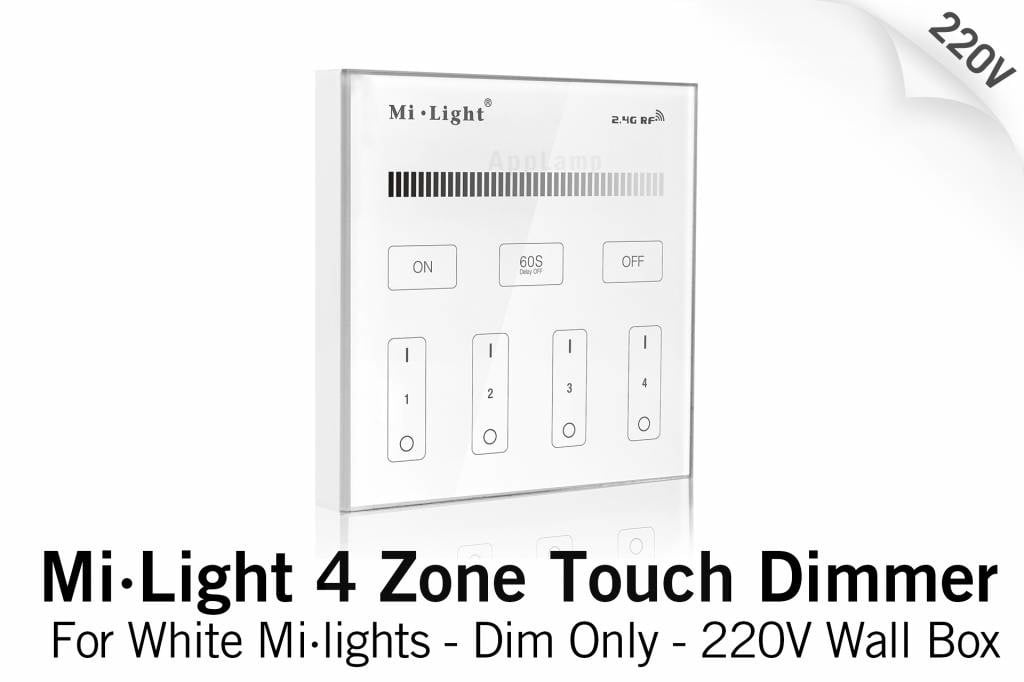 MiLight Mi-Light Einbau-RF-Touch-Dimmer-Panel 4-Kanal, weiße Beleuchtung 220V