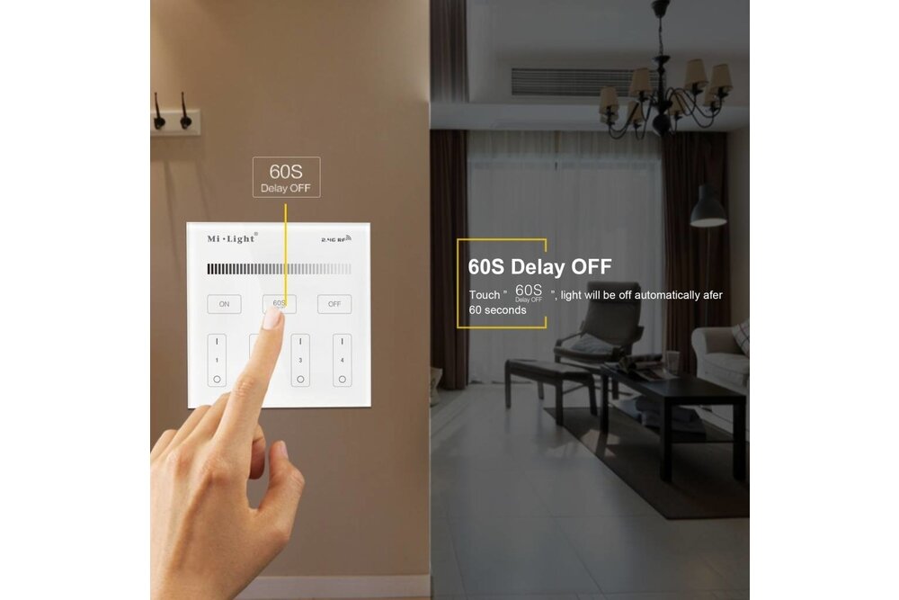 MiLight Mi-Light Einbau-RF-Touch-Dimmer-Panel 4-Kanal, weiße Beleuchtung 220V