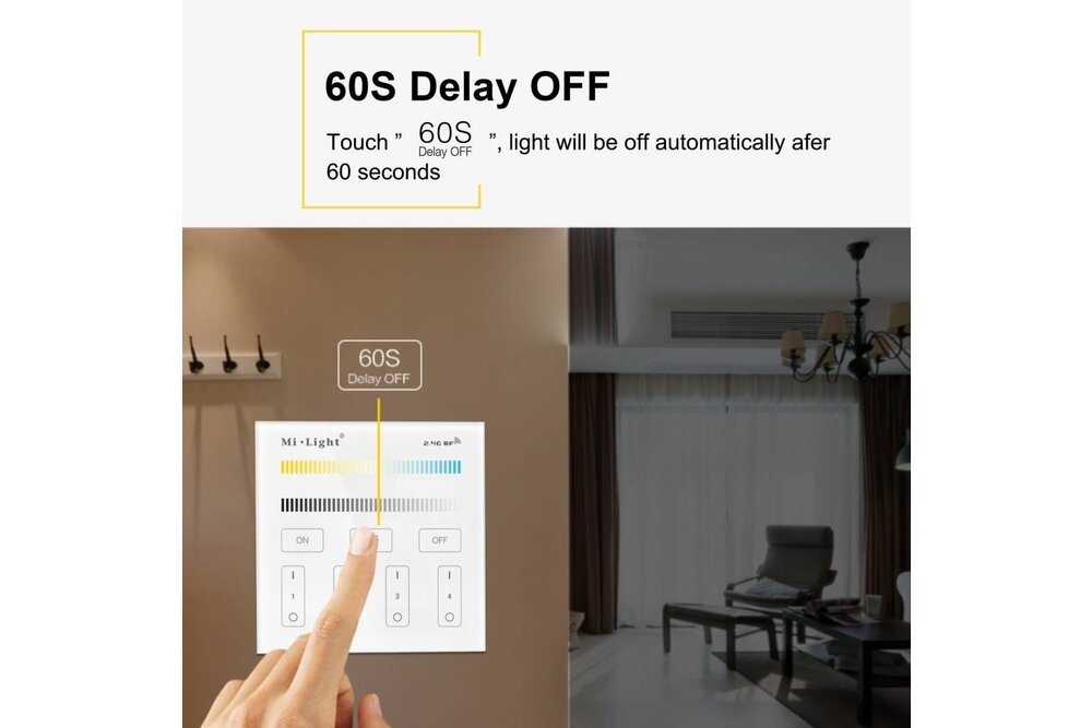 MiLight MiLight Einbau-Doppelweiß-RF-Touch-Dimmer Panel 4-Kanal, 220V