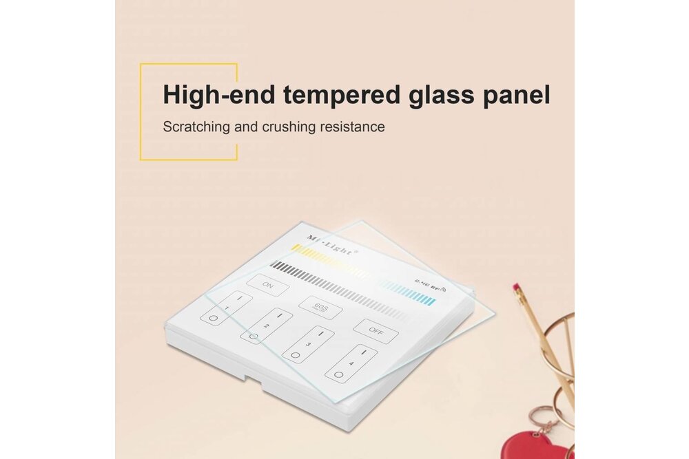 MiLight MiLight Einbau-Doppelweiß-RF-Touch-Dimmer Panel 4-Kanal, 220V