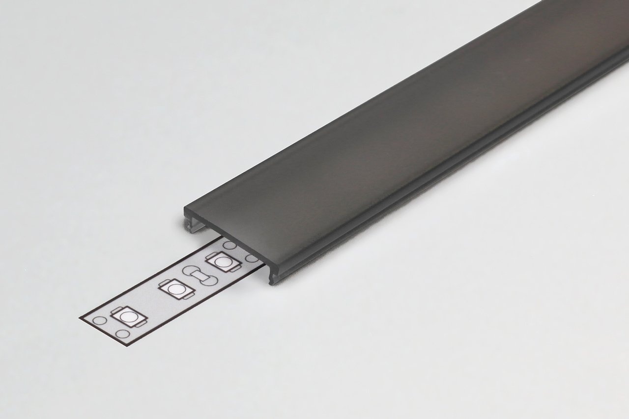 Abdeckung F Clickon Black in 1m oder 2m Länge für Profiltyp FLUID14, LINEA14, ANGLE14 und NOVA