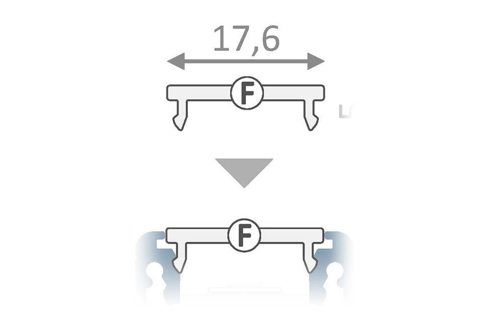 Abdeckung F Clickon Black in 1m oder 2m Länge für Profiltyp FLUID14, LINEA14, ANGLE14 und NOVA