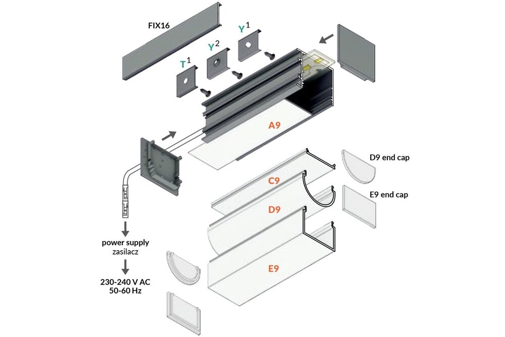 EVO303 31mm seitlich montiertes Led-Profil 1m-2m