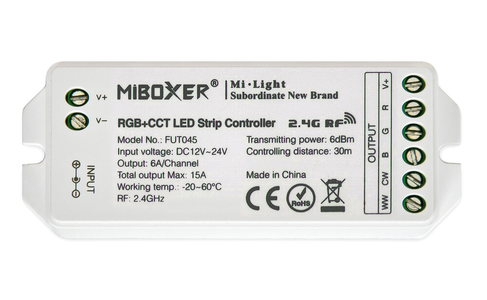 MiLight RGBWW / RGB+CCT LED-Streifensteuerung 12-24V, 15A (lose)