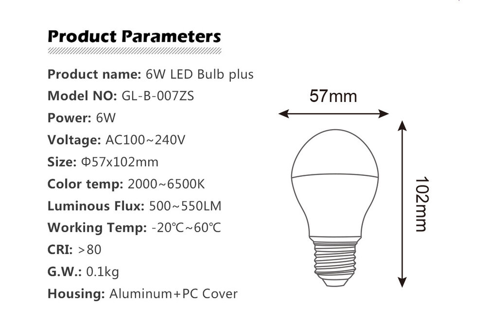 GLEDOPTO GLEDOPTO Zigbee 6 Watt Farbe+Dual Weiß | E27 6W 230V | ZLL Mesh | GL-B007ZS