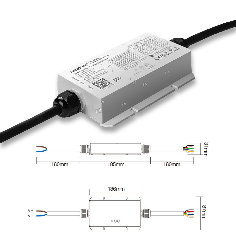 MiLight IP67 Wasserdichter WiFi LED Strip Controller | 12~24V 20A | Optional mit Fernbedienung | WL5-WP