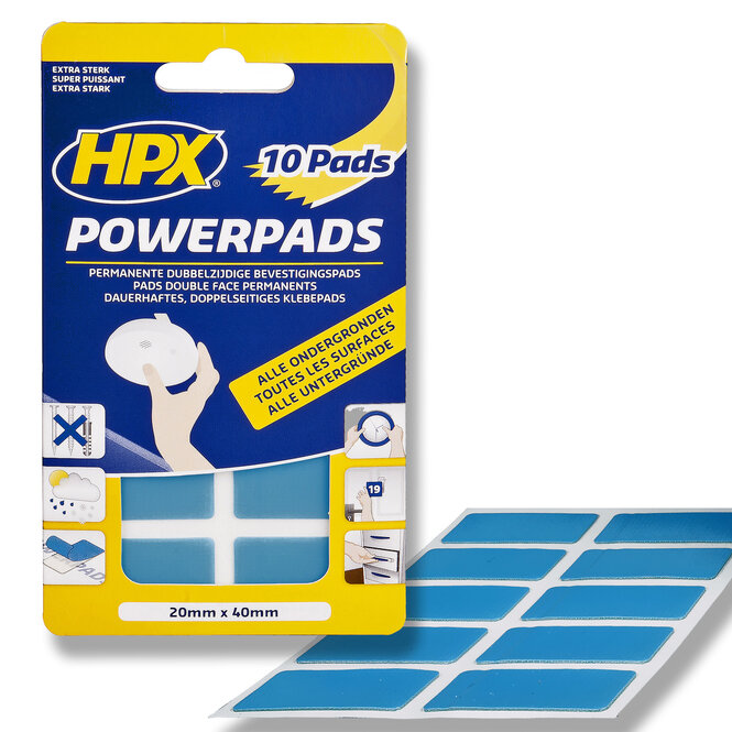 HPX 10 Stück Extra Starke POWERPADS | 20mm x 40mm | halbtransparent - PA2040