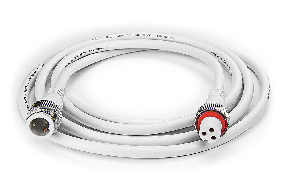 Dual White wasserdichtes Verlängerungskabel 2 Meter, 3-polig, IP68