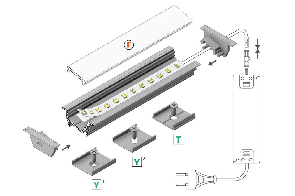LINEA14 DL 14mm Versenktes Led-Profil 1m-2m